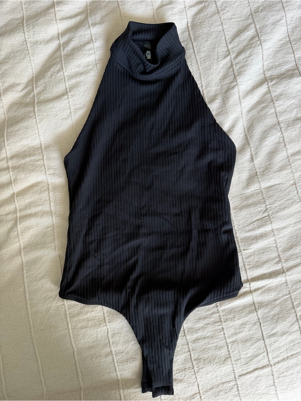 Victorias Secret Black Ribbed One-Piece Bodysuit